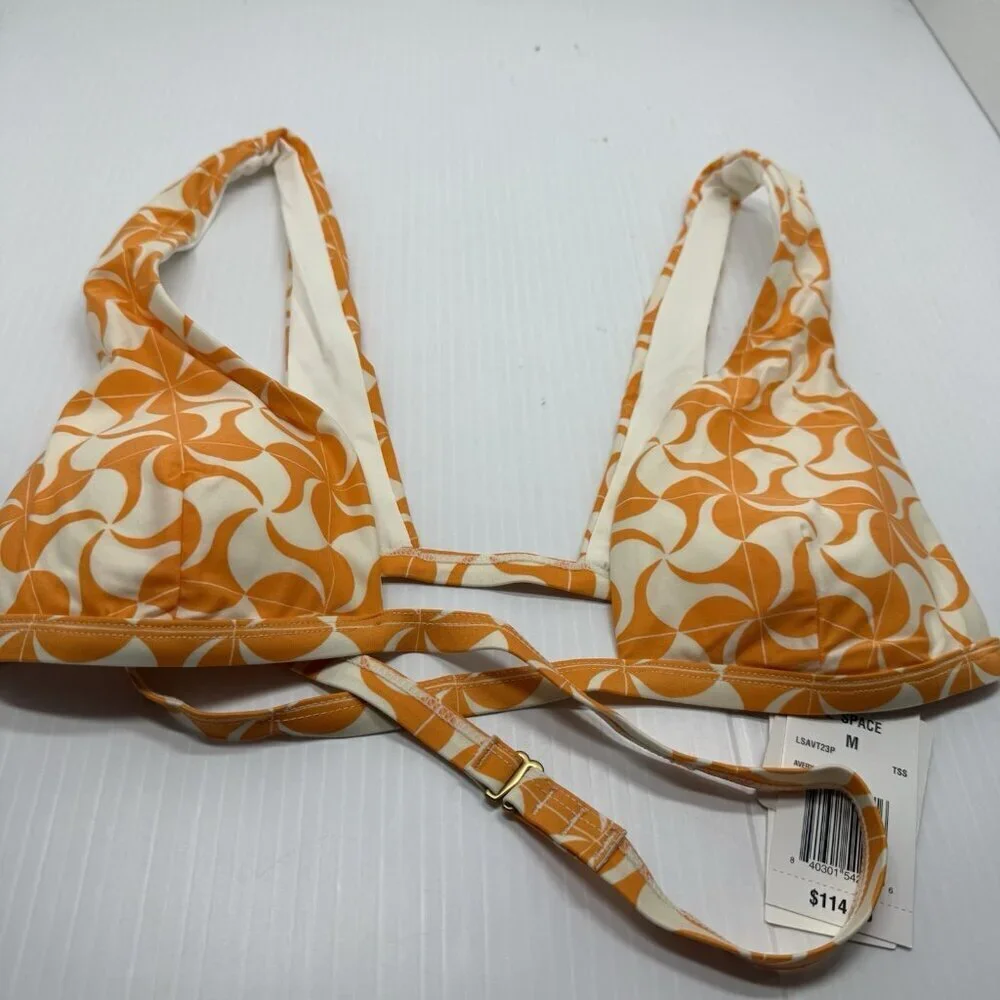 L Space Bikini Top Orange Beachy Multicolored Avery Wrap Style Size Medium